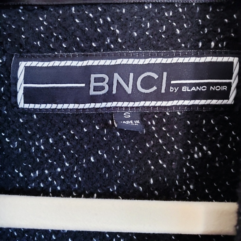 BNCI Blanc Noir Cardigan Sweater S Small Black Waterfall - Picture 5 of 5